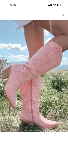 Feet in the Clouds Cowboy Boots- Pink Suede
