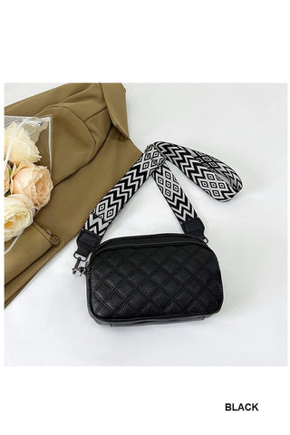 Quilted Crossbody Bag - Black