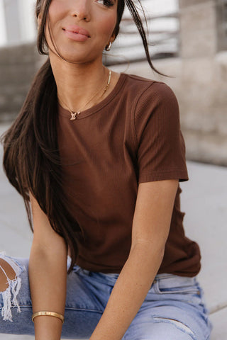 *Ampersand Ave* Ribbed Lulu Tee - Coffee