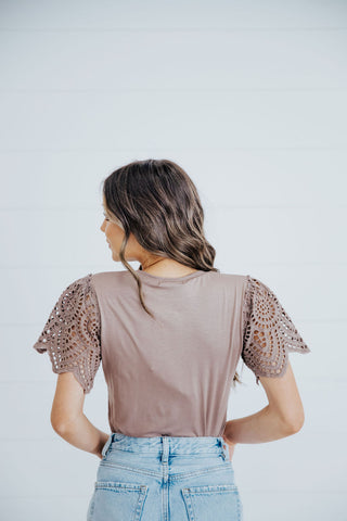 Crochet Sleeve Tee - Mocha