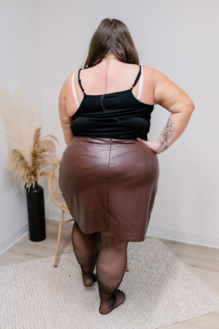 { DEX } Faux Leather Mini Skirt - Brown
