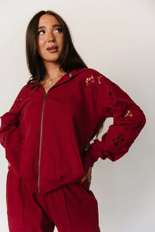 *Ampersand Ave* University FullZip - Love Story Crimson