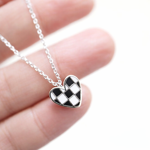 Checkered Heart Necklace