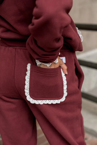 *Ampersand Ave* Comfort Zone Joggers - Maroon Lace