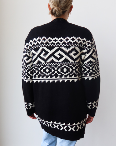 ~ Brunette ~ Fair Isle Knit Cardigan - Black