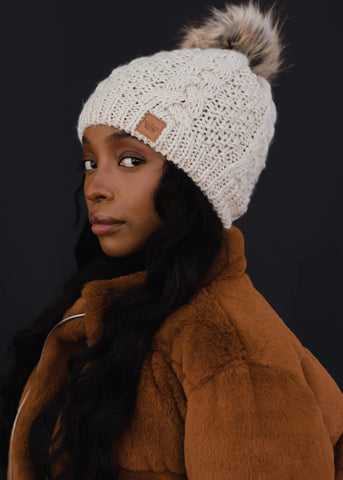 Cable Knit Toque - Oat