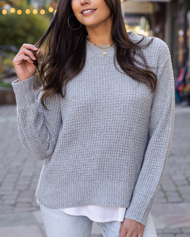 Grace & Lace | Heathered Waffle Knit Sweater