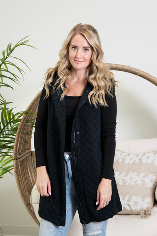 Ashlyn Quilted Vest - Black