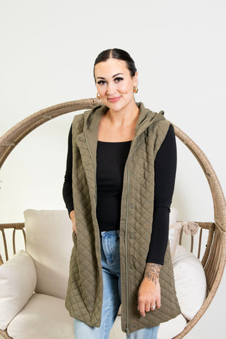 Ashlyn Quilted Vest - Olive