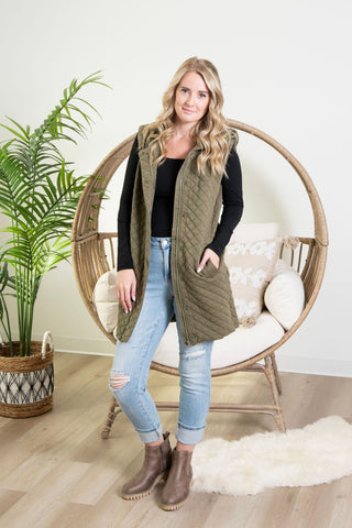 Ashlyn Quilted Vest - Olive