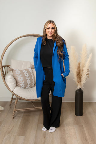Olivia Long Line Cardigan - Royal Blue
