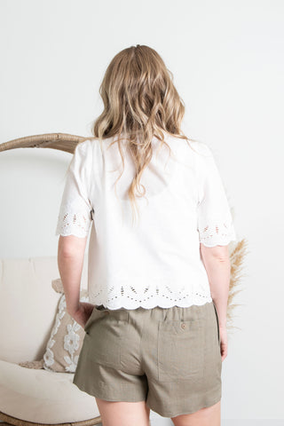 Room 34 Linen & Lace Top