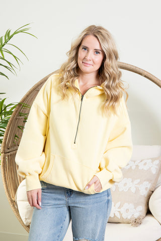 Daphne HalfZip Sweater - Lemon