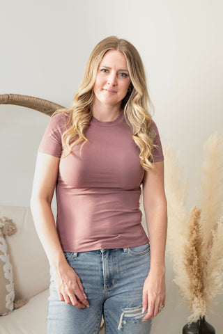 Signature Fitted Tee - Dusty Rose