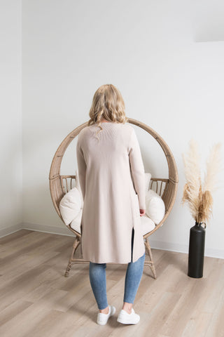 { DEX } Longline Open Cardigan - Cream