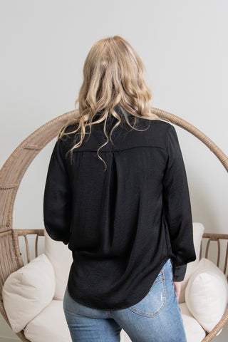 { DEX } Textured Blouse - Black