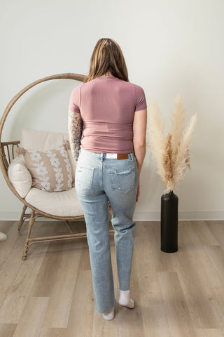 Signature Fitted Tee - Dusty Rose