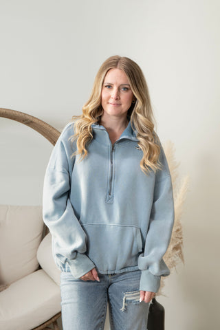 Daphne HalfZip Sweater - Denim Blue