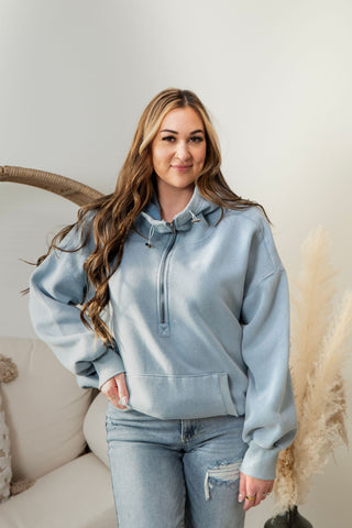 Daphne HalfZip Sweater - Denim Blue