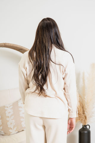{ Room 34} Waffle Knit Sweater - Cream