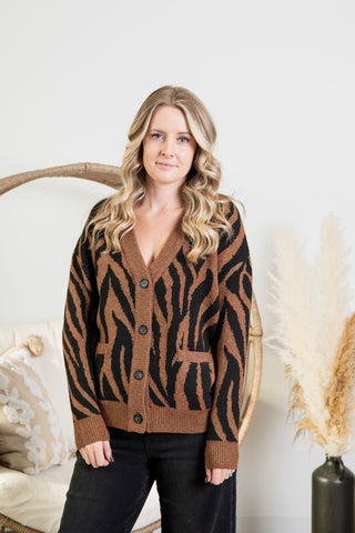 { Room 34 } Tiger Print Cardigan