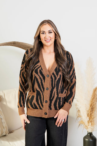 { Room 34 } Tiger Print Cardigan