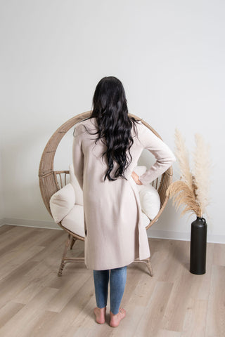 { DEX } Longline Open Cardigan - Cream