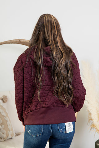 Quilted Zip Up - Wine