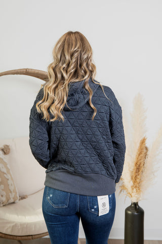 Quilted Zip Up - Gunmetal