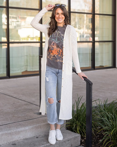 Grace & Lace | Ribbed Duster Cardigan - Ivory