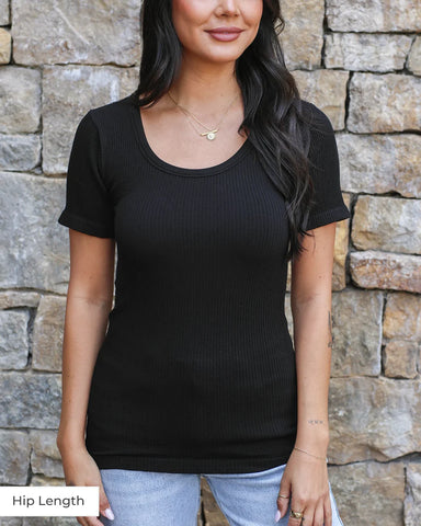 Grace & Lace | Long Length Brami Tee - Black