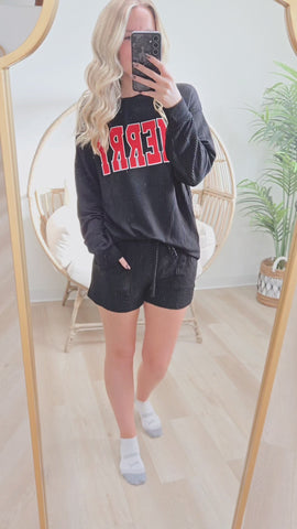 Merry Crewneck PJ Set - Black