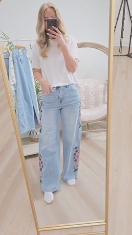 Evie Floral Embroidered Jeans