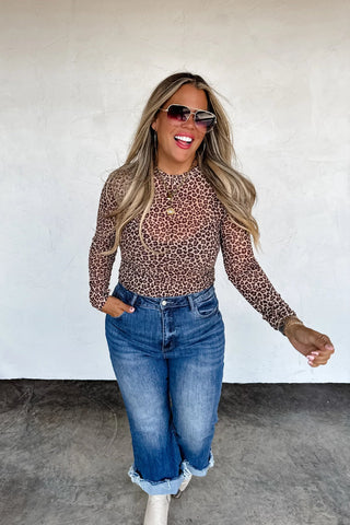 Cheetah Mesh Top