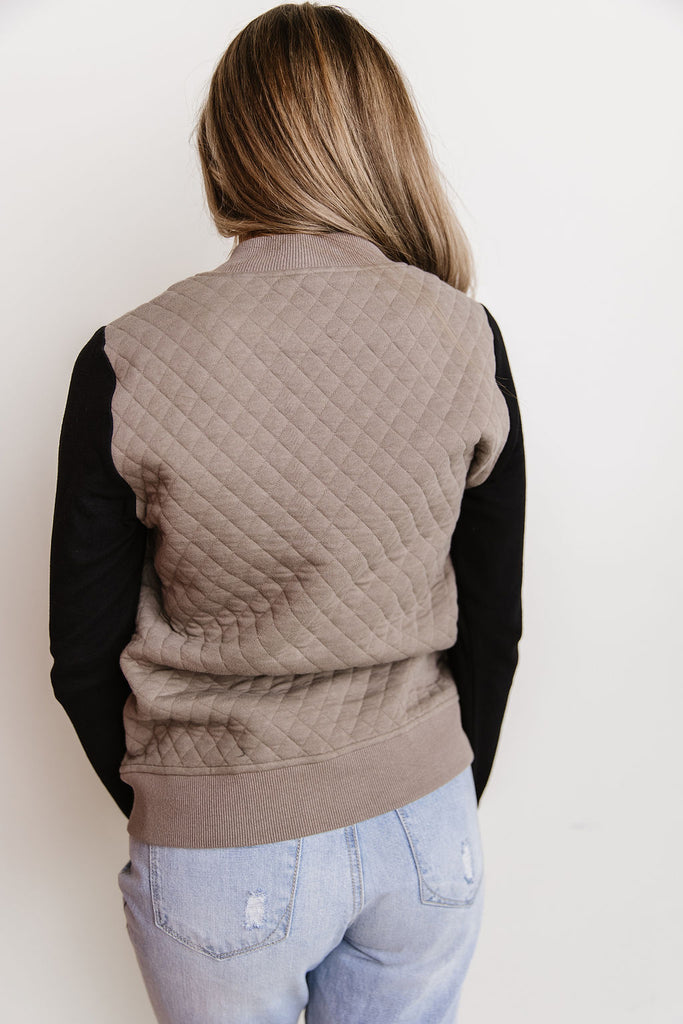 *Ampersand* Quilted Bomber - Taupe/Black